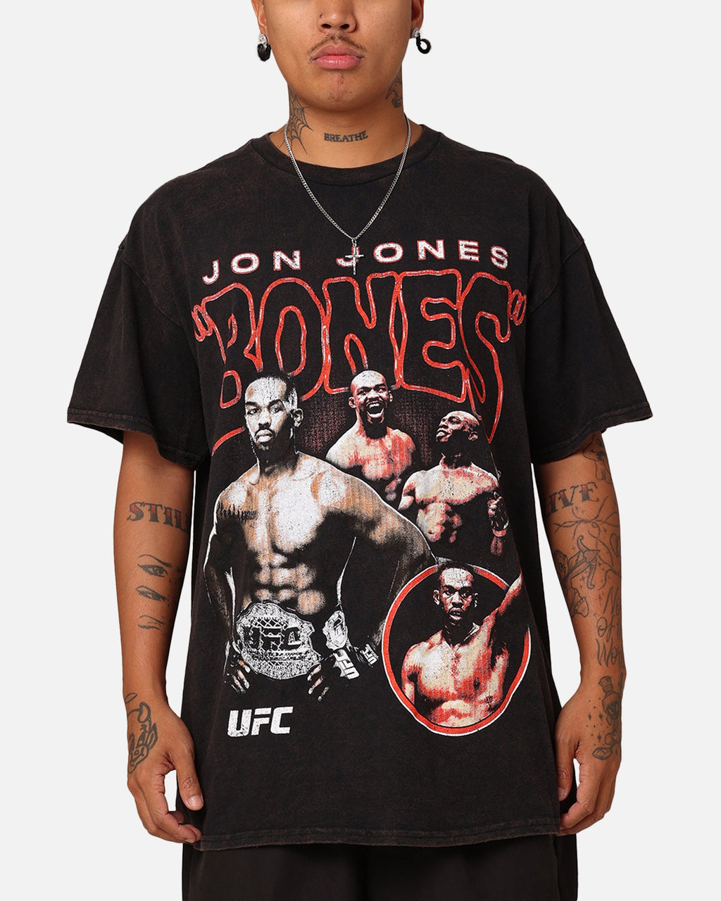 Combat By Goat Crew Fighter Vintage T-Shirt Black Wash
