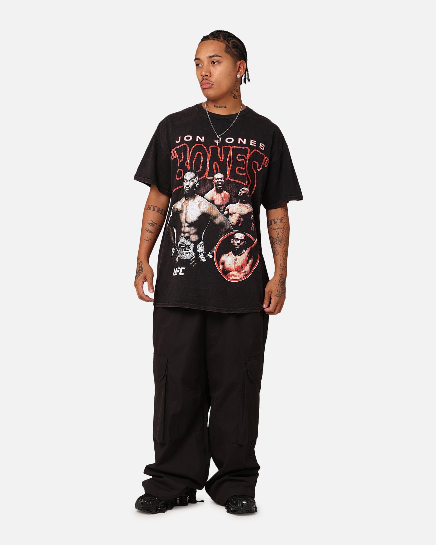 Combat By Goat Crew Fighter Vintage T-Shirt Black Wash