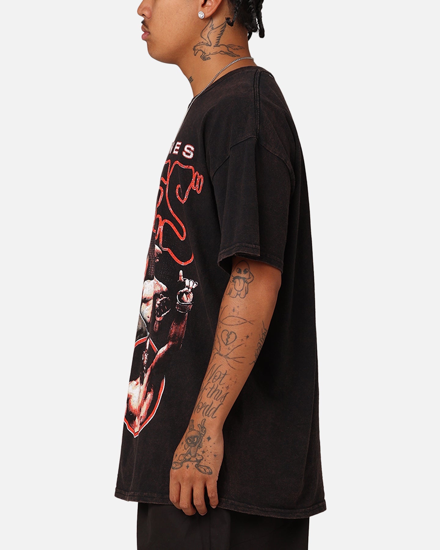 Combat By Goat Crew Fighter Vintage T-Shirt Black Wash