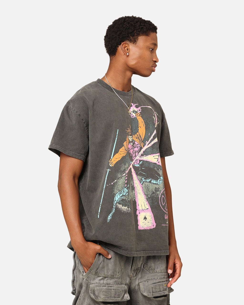 Comic Mutant Hero Gambit Heavyweight T-Shirt Black Wash