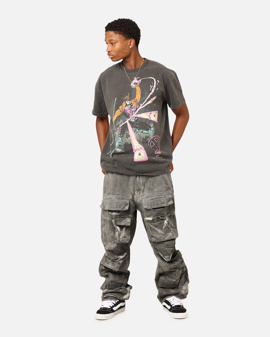 Comic Mutant Hero Gambit Heavyweight T-Shirt Black Wash