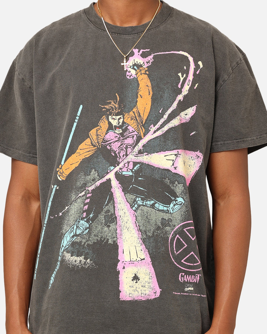 Comic Mutant Hero Gambit Heavyweight T-Shirt Black Wash