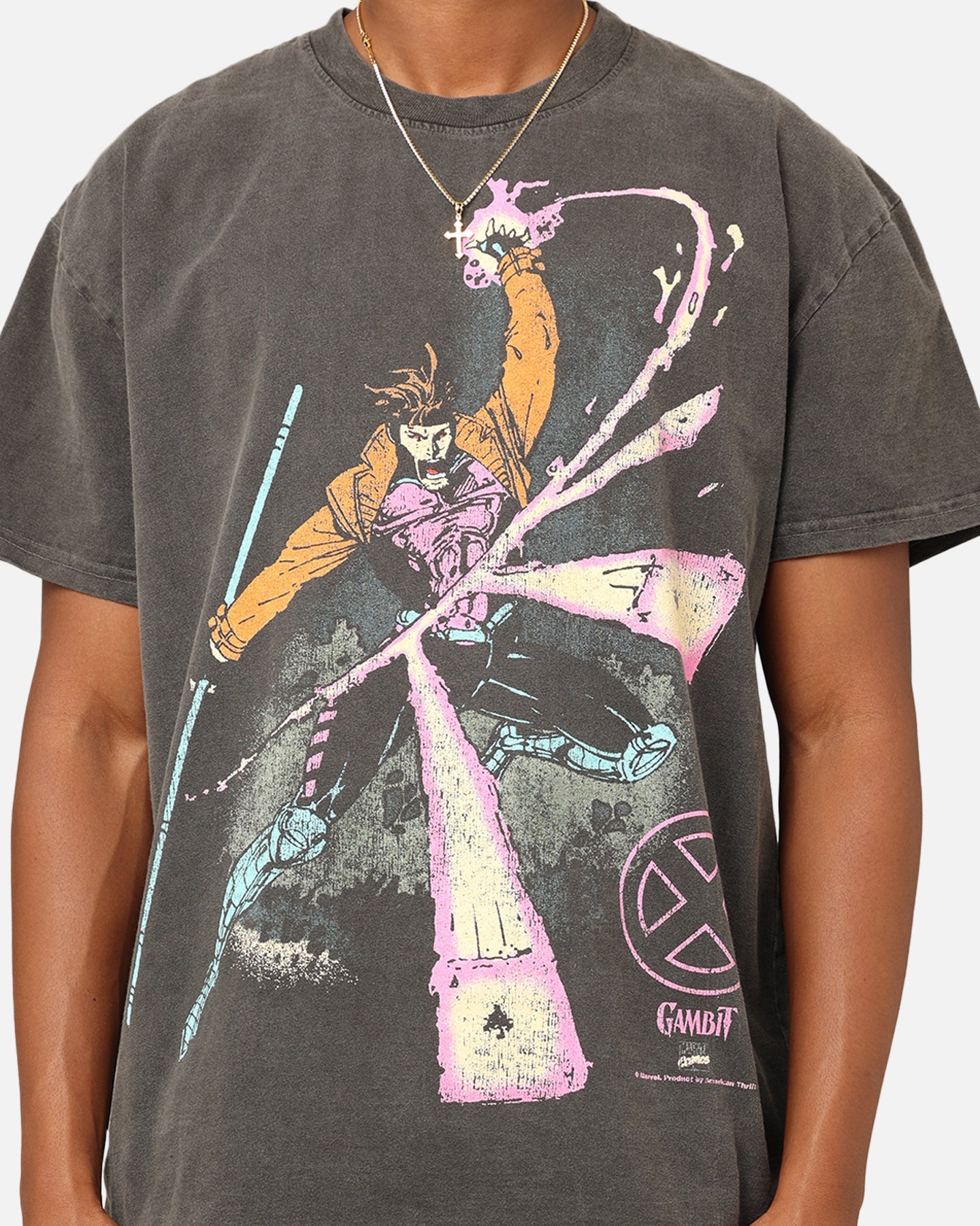 Comic Mutant Hero Gambit Heavyweight T-Shirt Black Wash