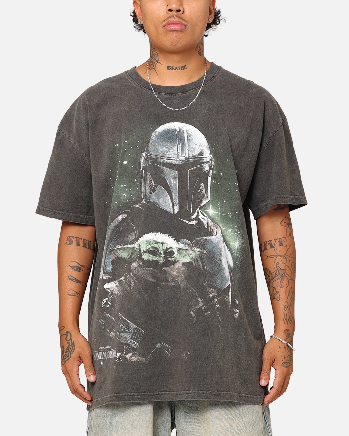 Galaxy Space The Mandalorian Heavyweight T-Shirt Black Wash