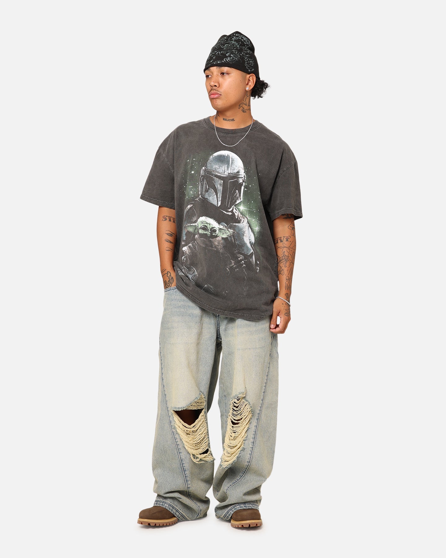 Galaxy Space The Mandalorian Heavyweight T-Shirt Black Wash