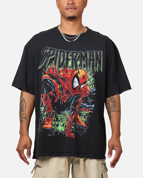 Comic Web Hero T-Shirt Black Acidwash