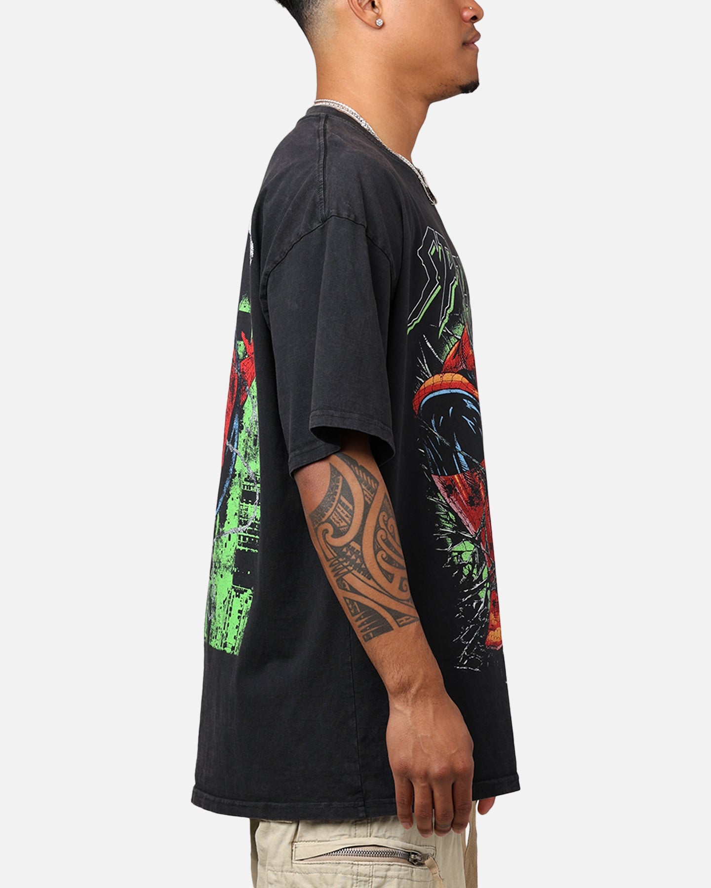 Comic Web Hero T-Shirt Black Acidwash