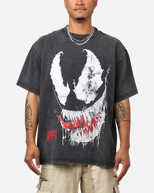 Comic Web Hero Alien Symbiote T-Shirt Black Acidwash