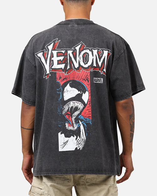Comic Web Hero Alien Symbiote T-Shirt Black Acidwash