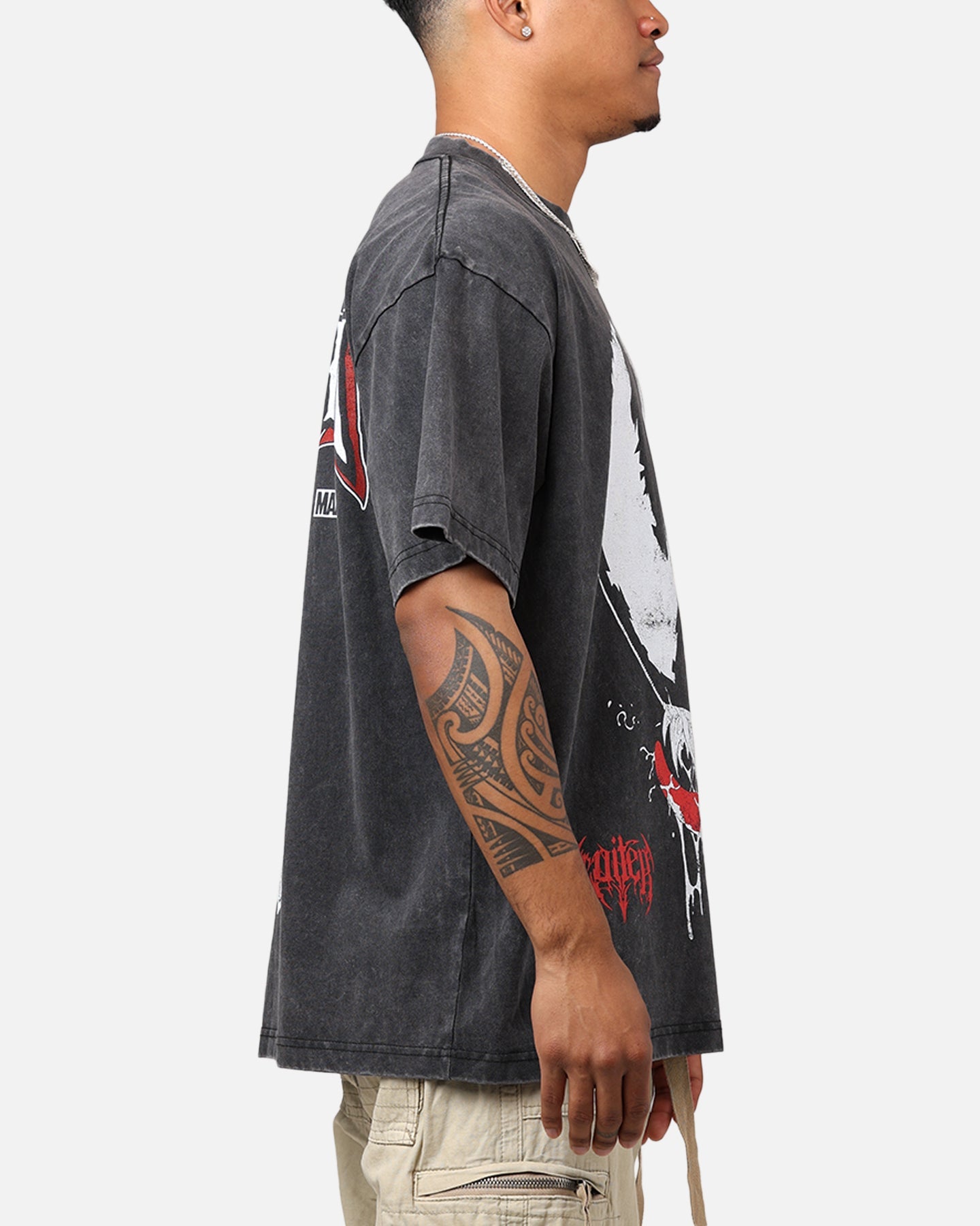 Comic Web Hero Alien Symbiote T-Shirt Black Acidwash