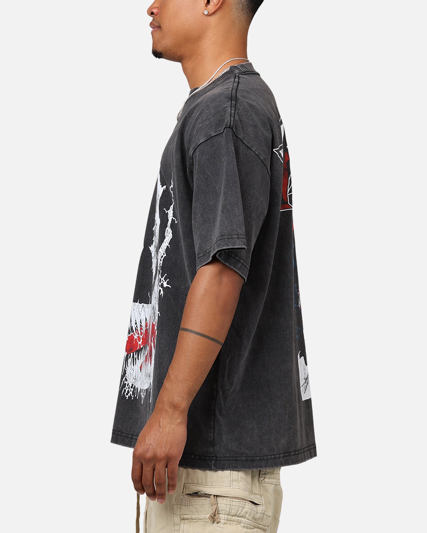 Comic Web Hero Alien Symbiote T-Shirt Black Acidwash