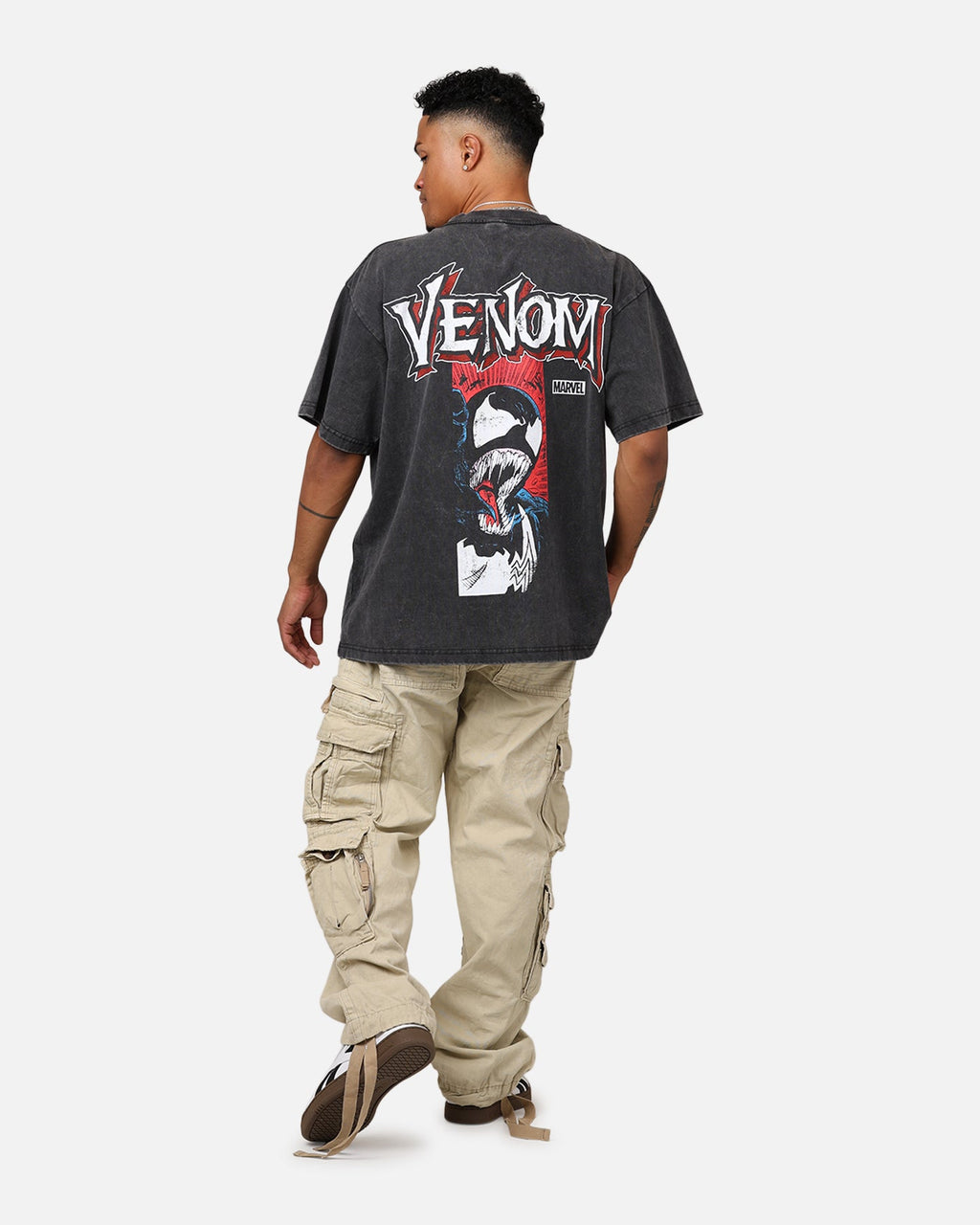 Comic Web Hero Alien Symbiote T-Shirt Black Acidwash