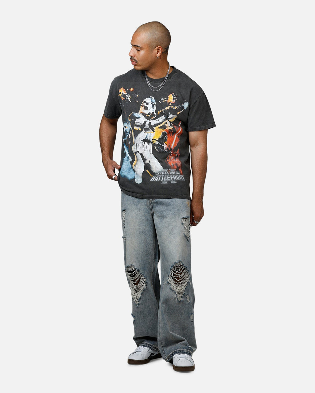 Vintage Studio Galaxy Space Battlefront 2 Heavyweight T-Shirt Black Wash