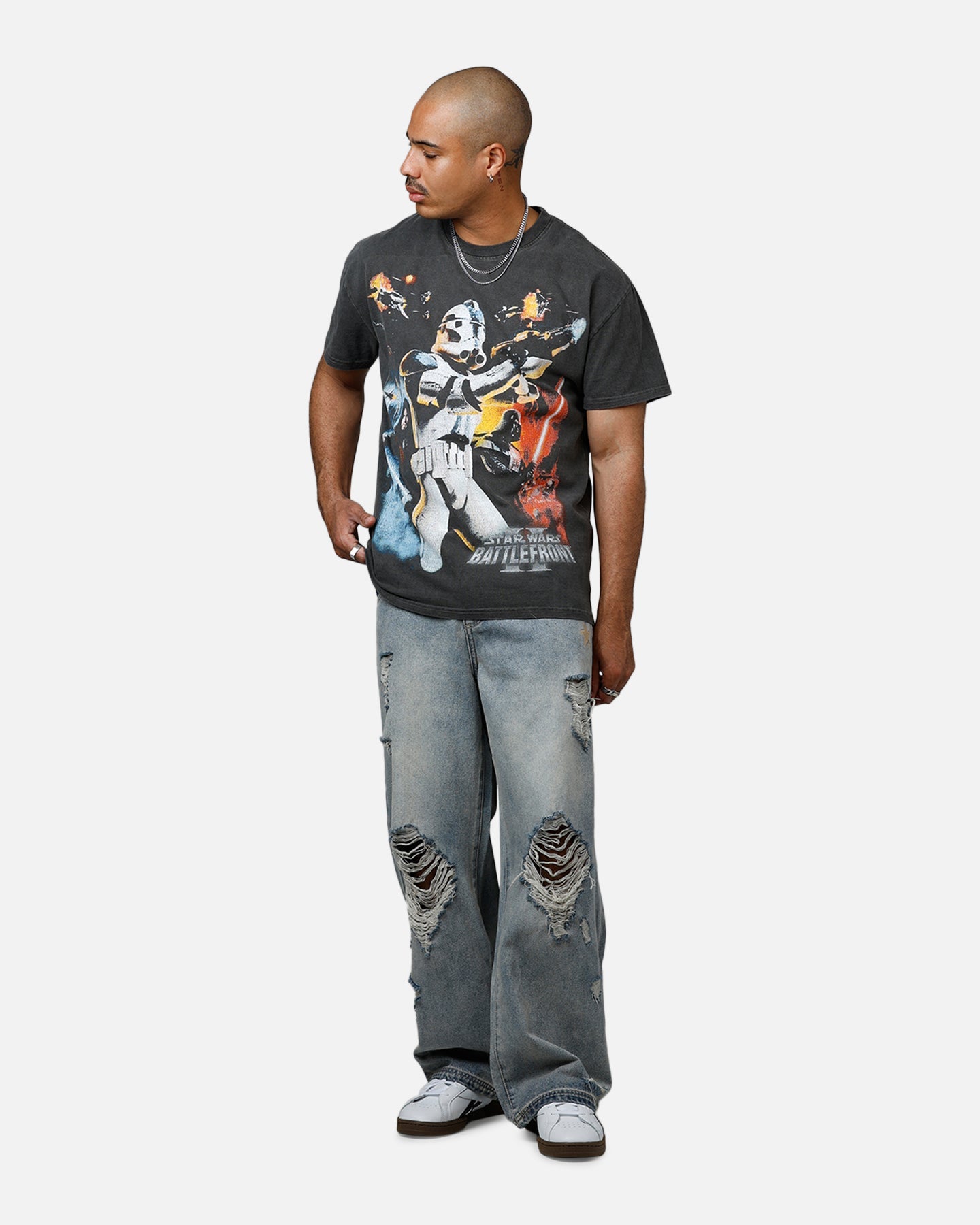 Vintage Studio Galaxy Space Battlefront 2 Heavyweight T-Shirt Black Wash