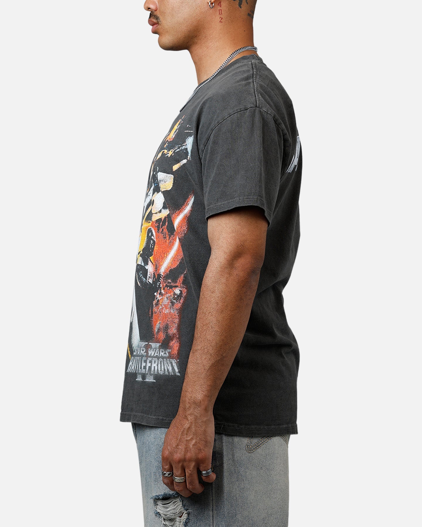Vintage Studio Galaxy Space Battlefront 2 Heavyweight T-Shirt Black Wash