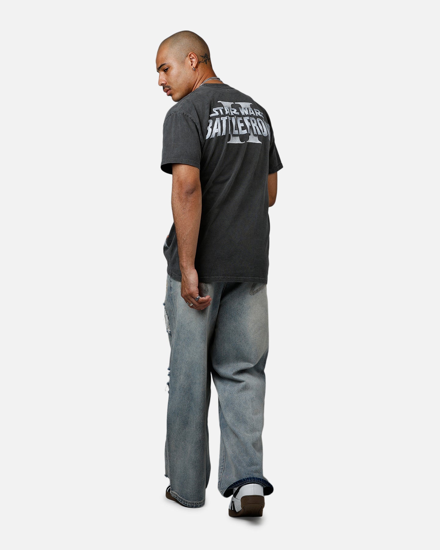 Vintage Studio Galaxy Space Battlefront 2 Heavyweight T-Shirt Black Wash