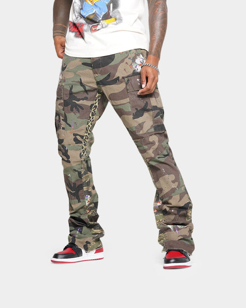 Bootcut Contrast Cargo Pants Camo