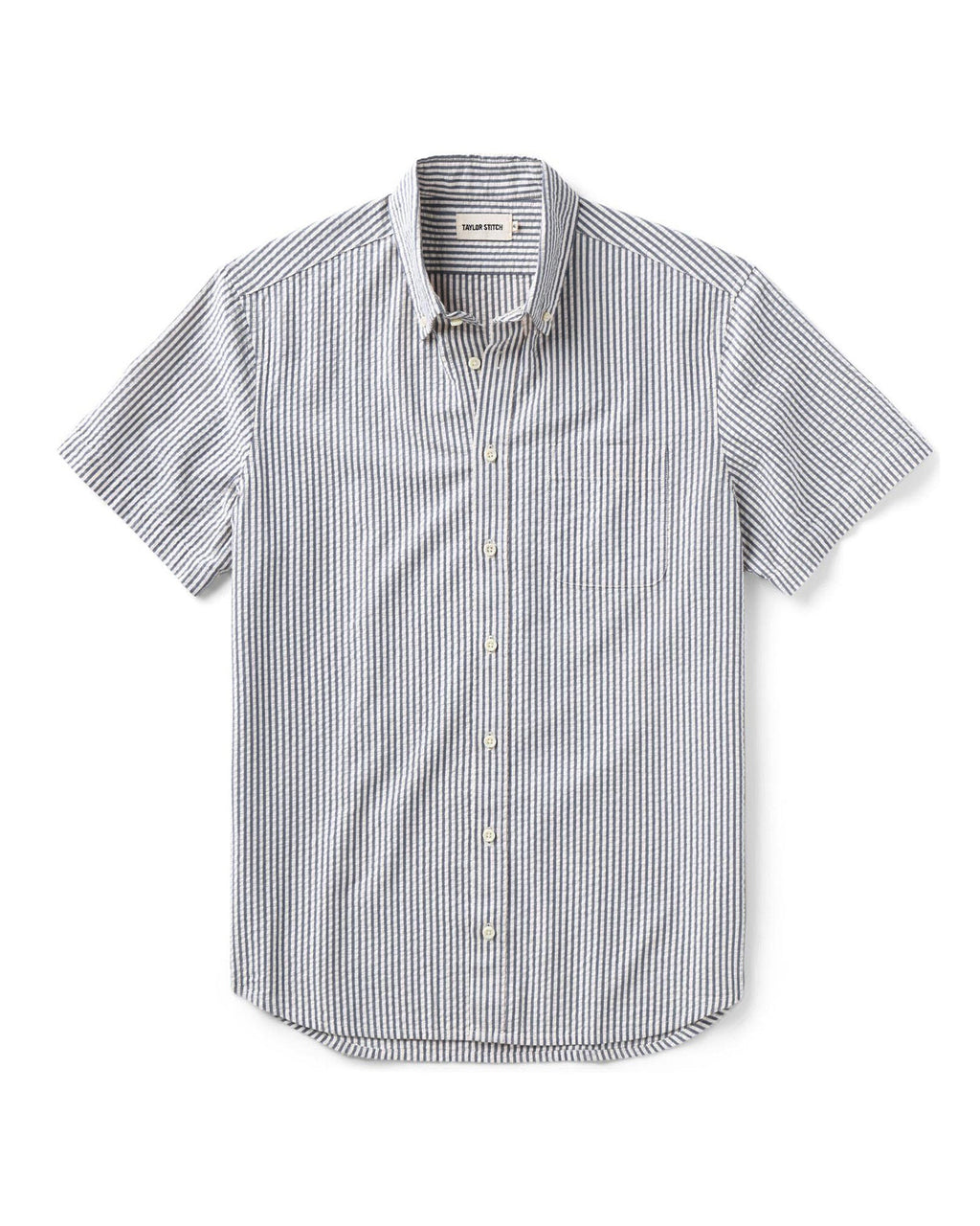 The Short Sleeve Jack in Steel Blue Stripe Seersucker