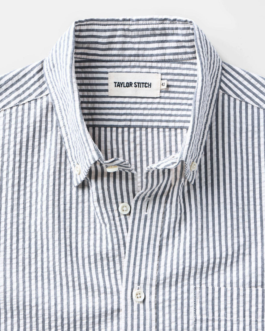 The Short Sleeve Jack in Steel Blue Stripe Seersucker