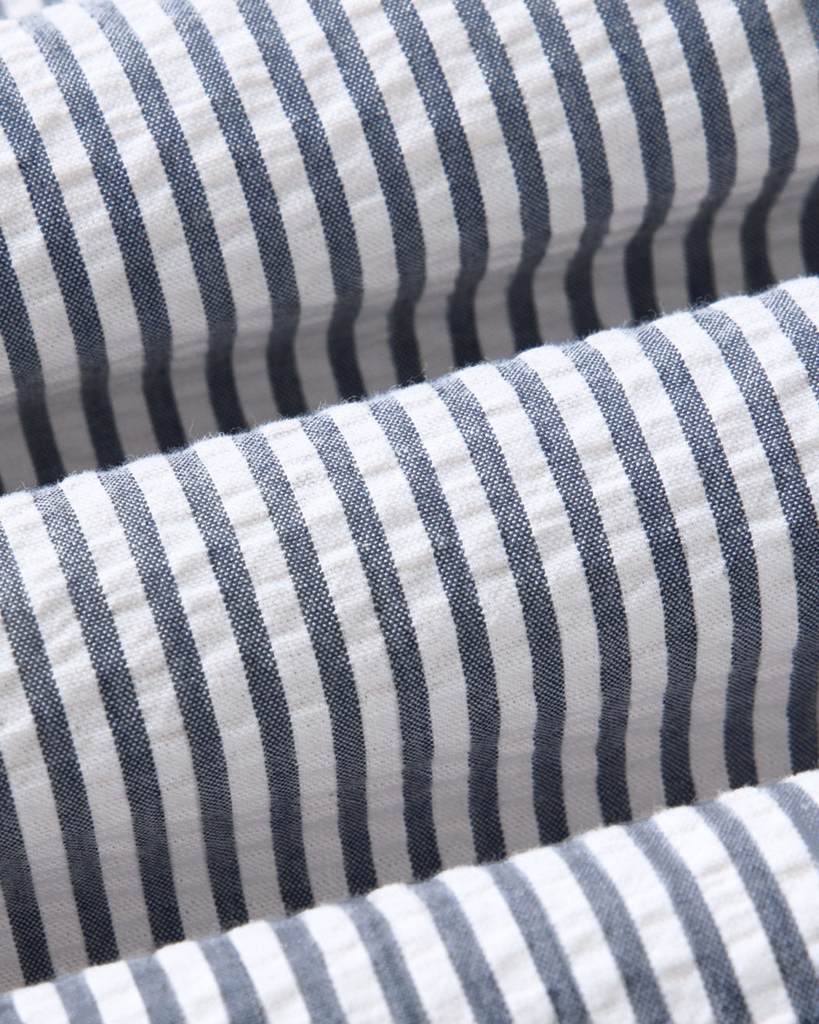 The Short Sleeve Jack in Steel Blue Stripe Seersucker