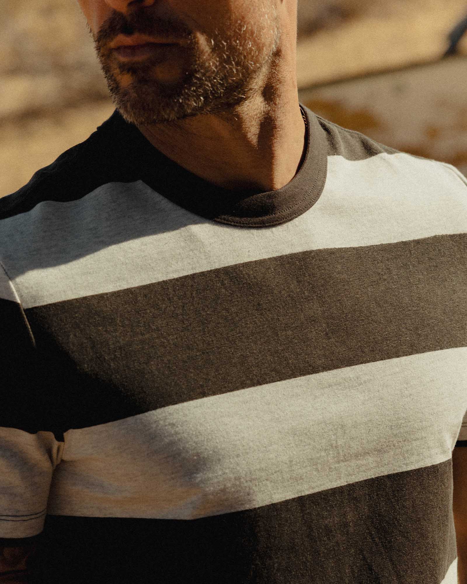 The Organic Cotton Shop Tee in Faded Black Stripe