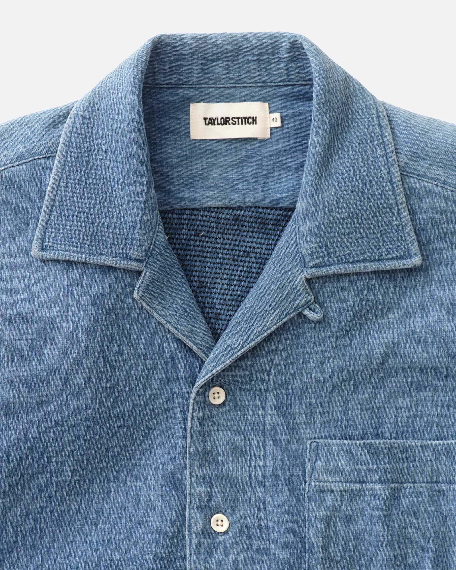 The Hawthorne Shirt in Washed Indigo Crepe