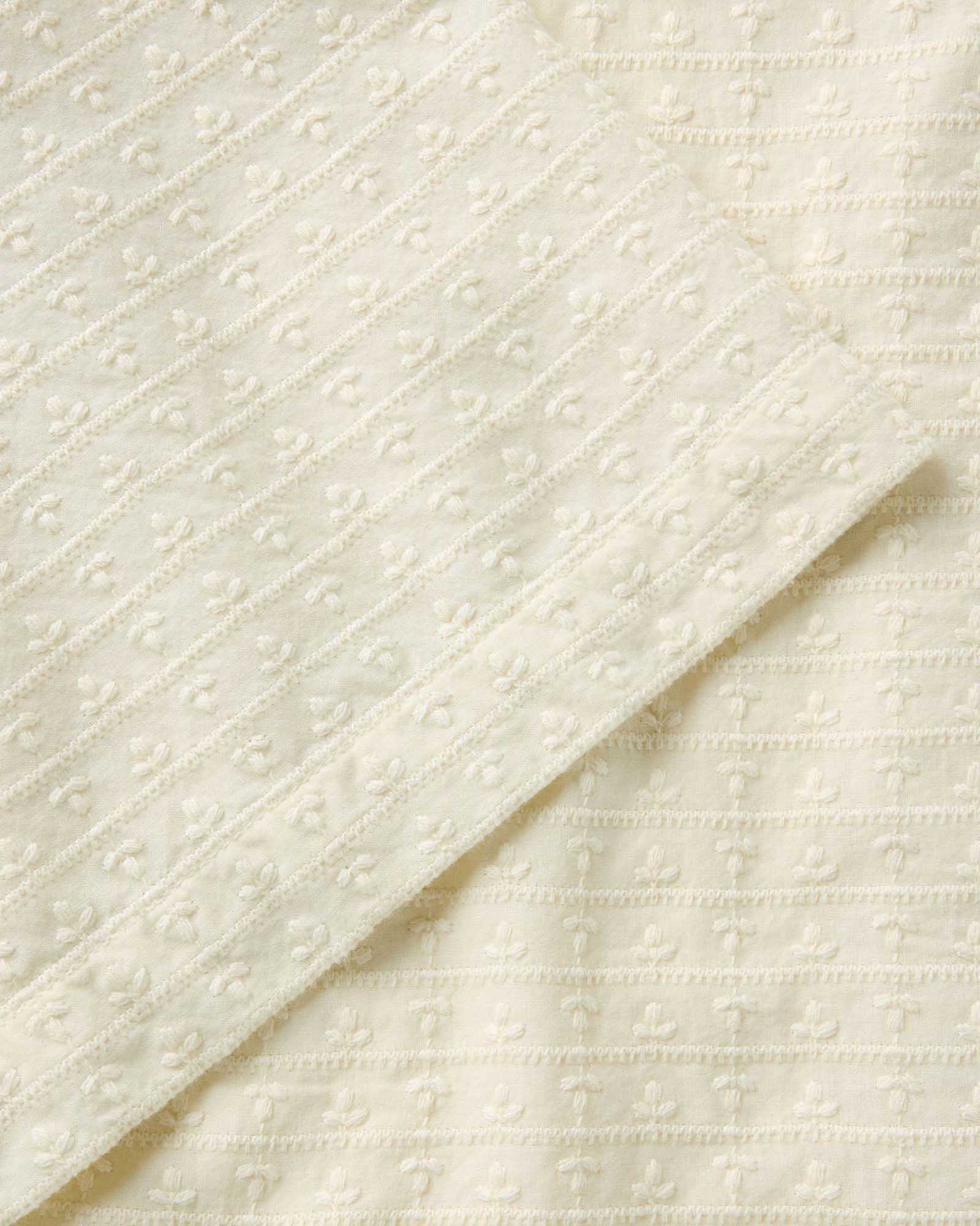 The Davis Shirt in Vintage White Embroidered Stripe